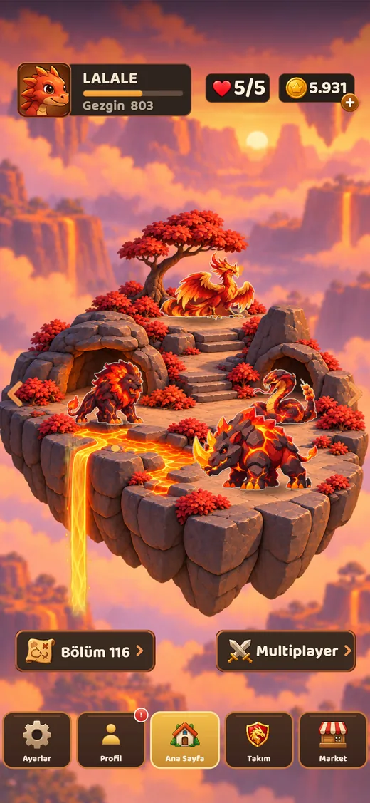 Fire habitat island in Dragon Blast