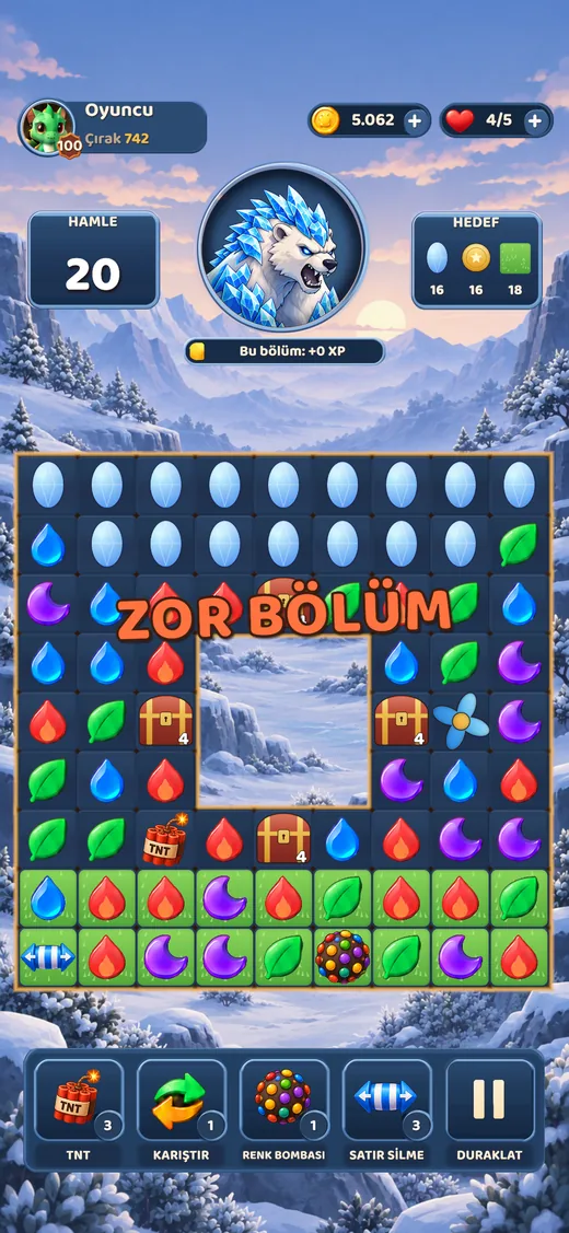 Match-3 level with boosters